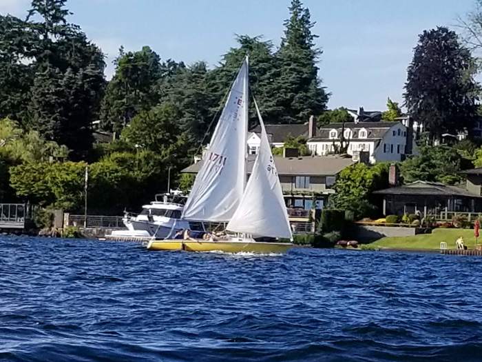 it's a boat with it's fenders down!