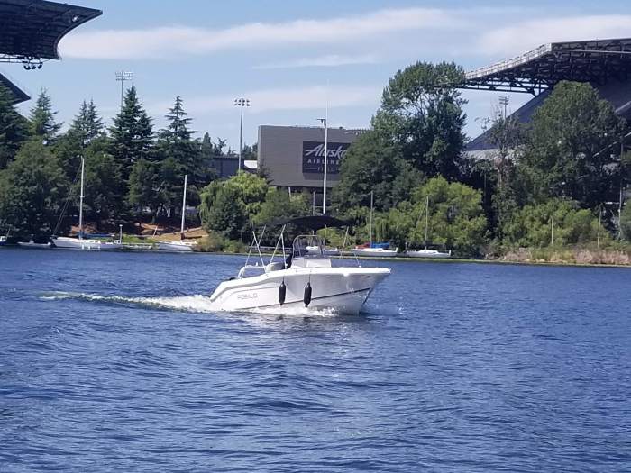 it's a boat with it's fenders down!