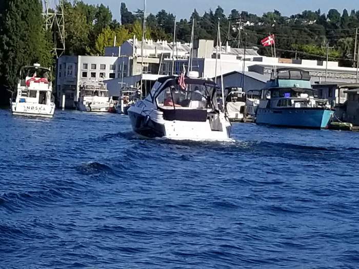 it's a boat with it's fenders down!