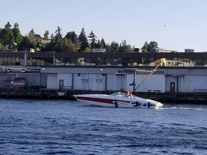 it's a boat with it's fenders down!