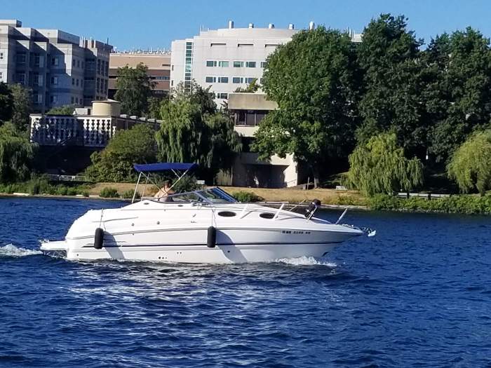 it's a boat with it's fenders down!