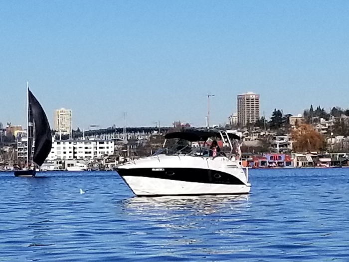 it's a boat with it's fenders down!