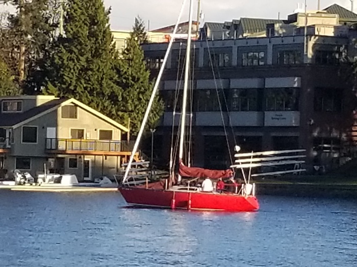 it's a boat with it's fenders down!