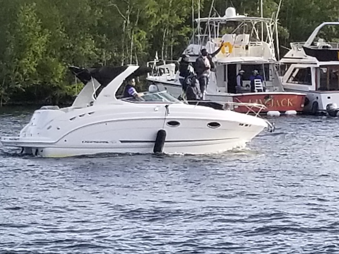 it's a boat with it's fenders down!