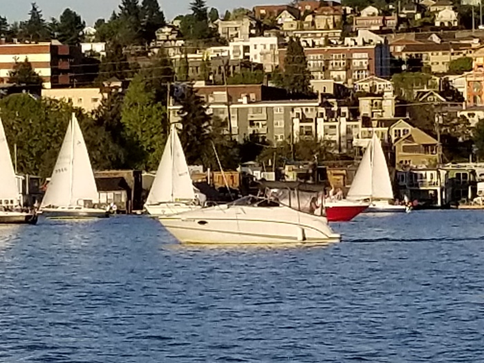 it's a boat with it's fenders down!