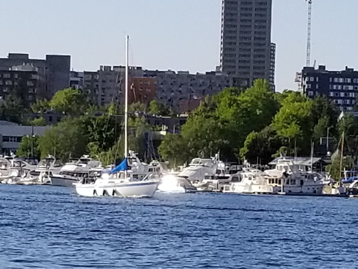 it's a boat with it's fenders down!