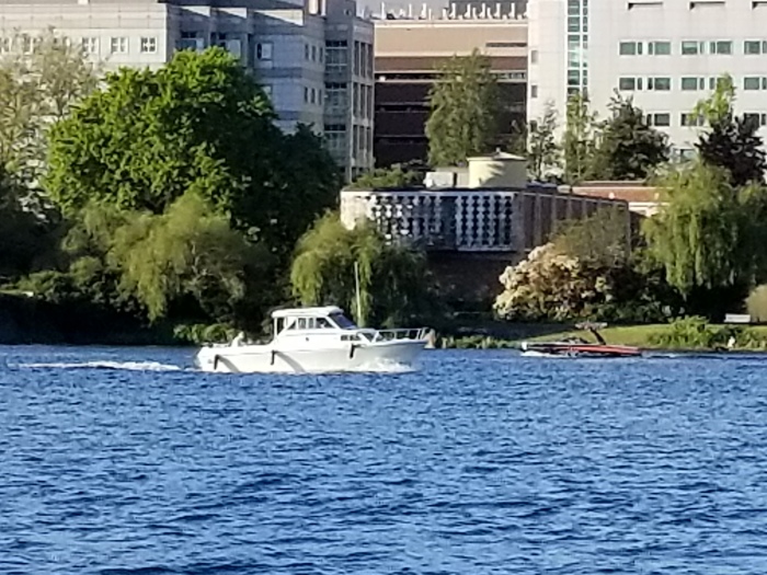 it's a boat with it's fenders down!