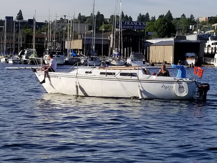 it's a boat with it's fenders down!