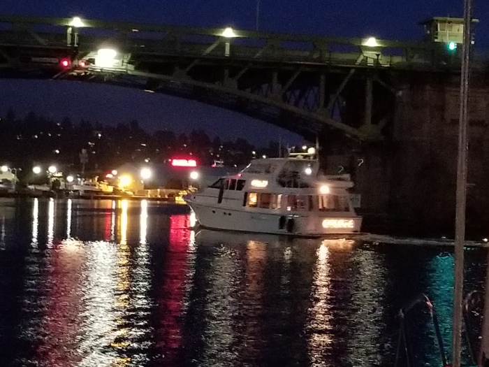 it's a boat with it's fenders down!