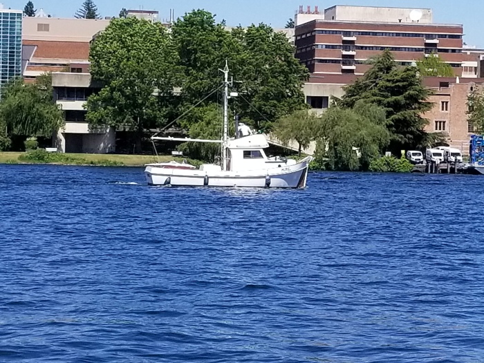 it's a boat with it's fenders down!