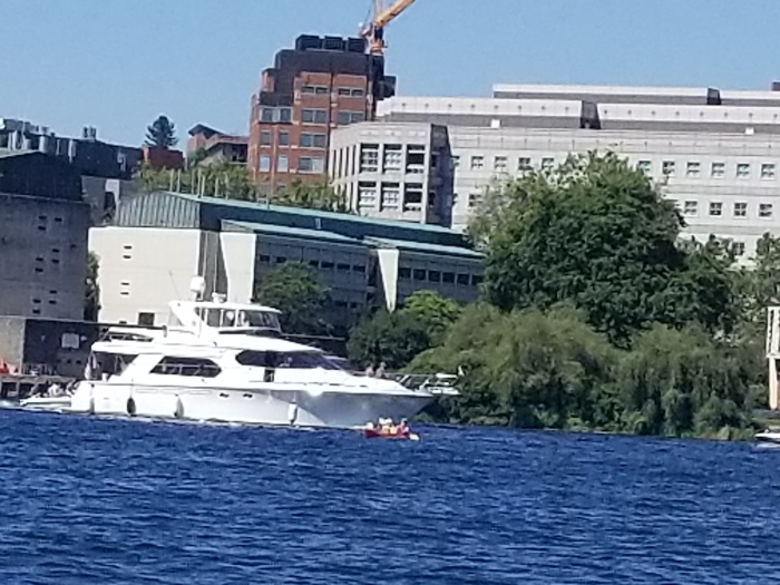 it's a boat with it's fenders down!