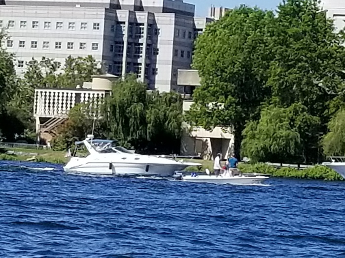 it's a boat with it's fenders down!