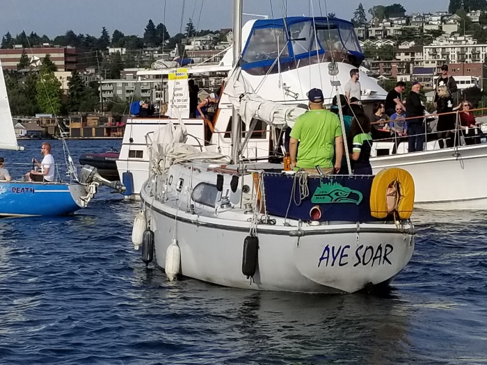 it's a boat with it's fenders down!