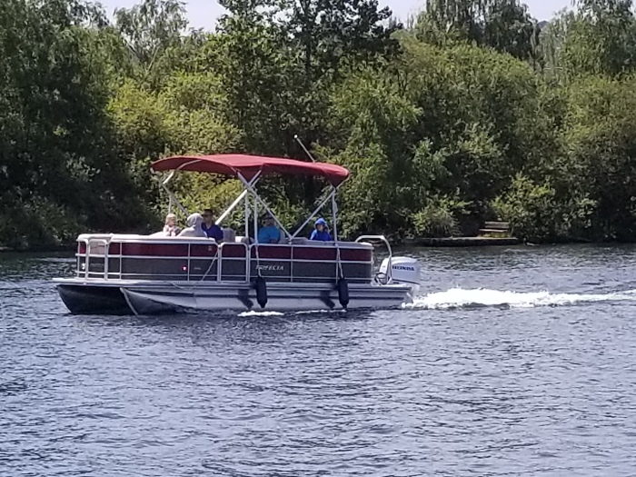 it's a boat with it's fenders down!