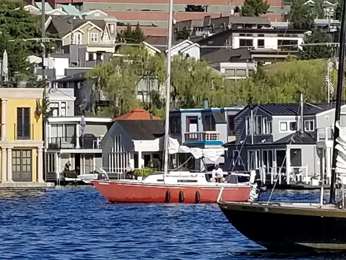 it's a boat with it's fenders down!