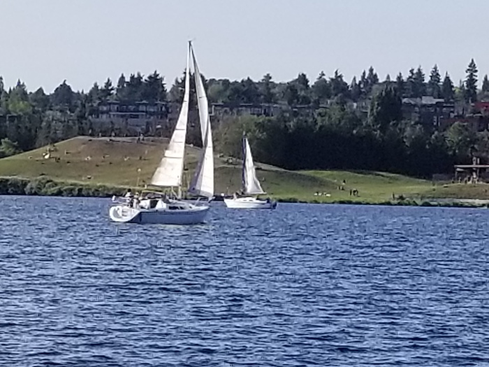 it's a boat with it's fenders down!