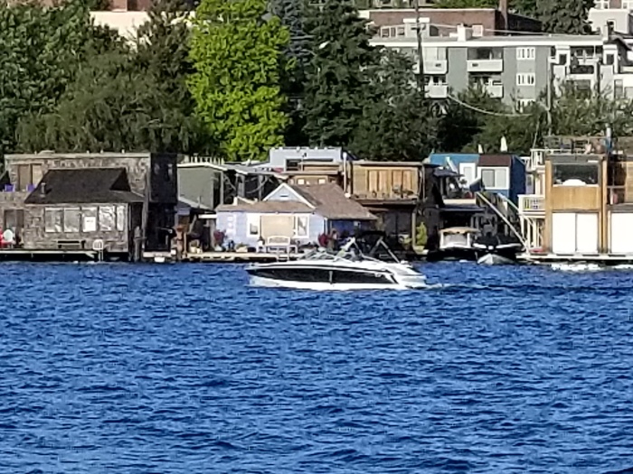 it's a boat with it's fenders down!