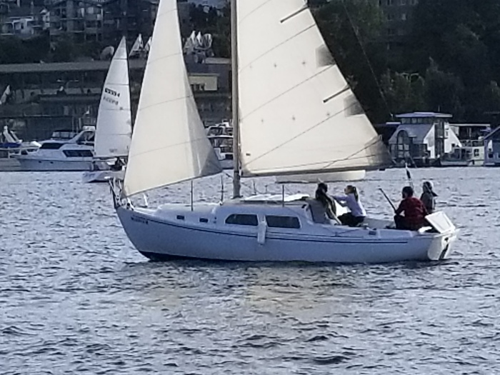 it's a boat with it's fenders down!