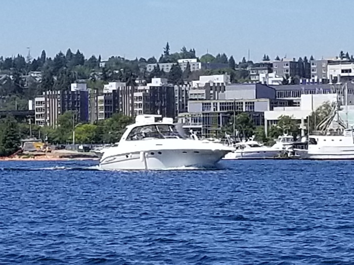 it's a boat with it's fenders down!