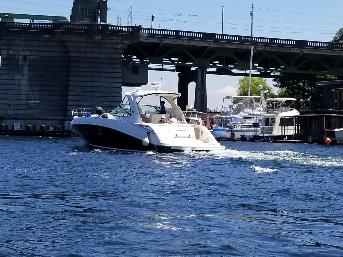 it's a boat with it's fenders down!